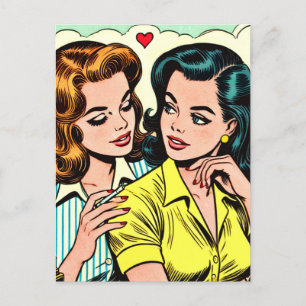 Vintage Girls Romance Comics Postcard