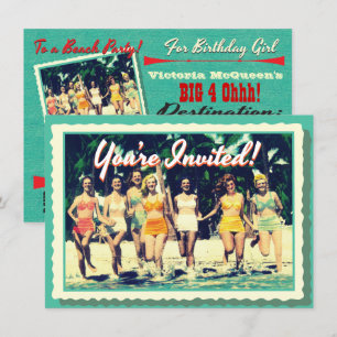 Vintage Girl's Weekend Beach Party Invitation