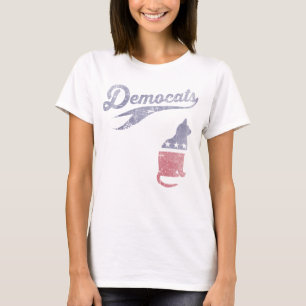 Vintage Girly Democats Funny Political Cat Party T-Shirt