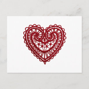 Vintage Girly  Red Lace Heart Postcard