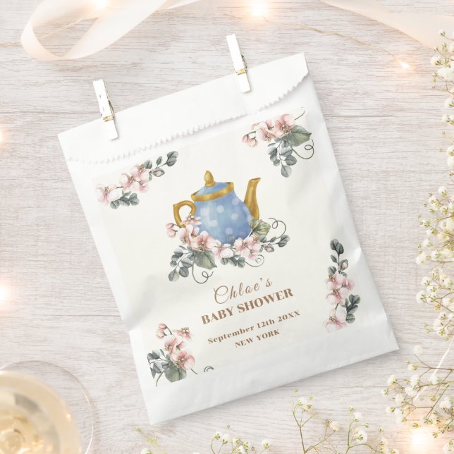 Vintage Girly Wildflower Tea Baby Shower  Favour Bag (Clipped)