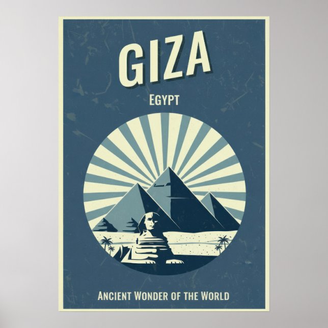 Vintage Giza Pyramid Poster – Retro Egyptian (Front)