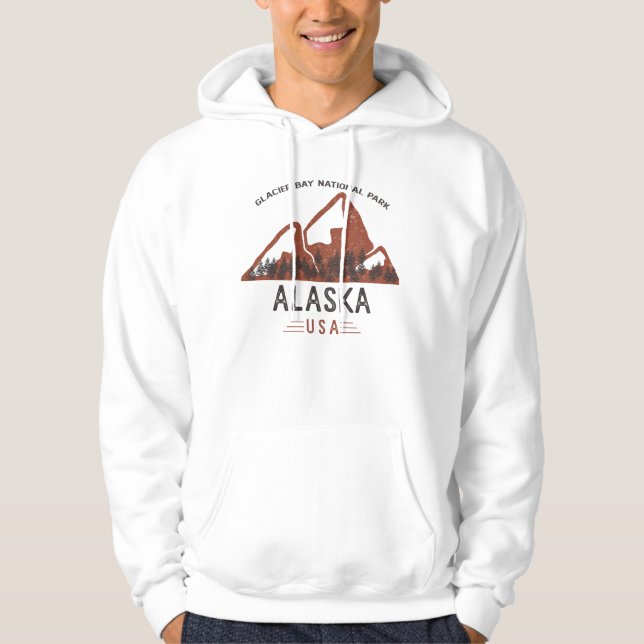 Vintage Glacier Bay National Park Alaska Hoodie (Front)
