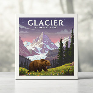 Vintage Glacier National Park Ceramic Tile