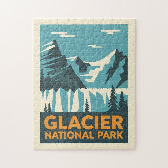 Vintage Glacier National Park Jigsaw Puzzle (Vertical)