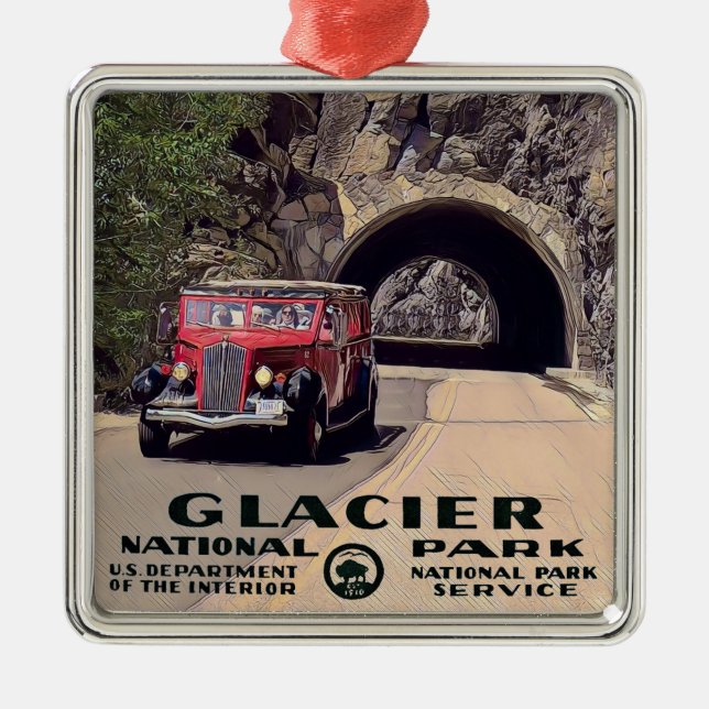 Vintage Glacier National Park Ornament (Front)