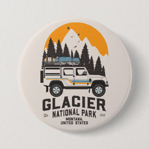 Vintage Glacier National Park Road Trip Montana B 7.5 Cm Round Badge