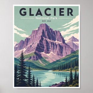 Vintage Glacier National Park Travel Poster