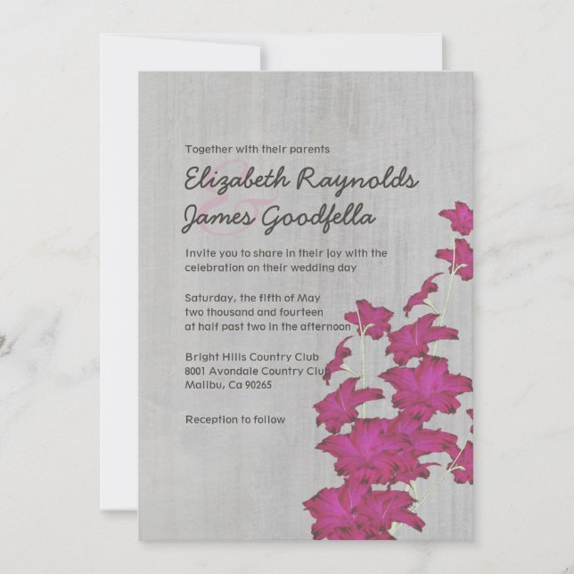 Vintage Gladiolas Wedding Invitations (Front)