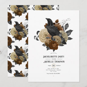 Vintage Glam Amber Raven Gothic Bachelorette Party Invitation
