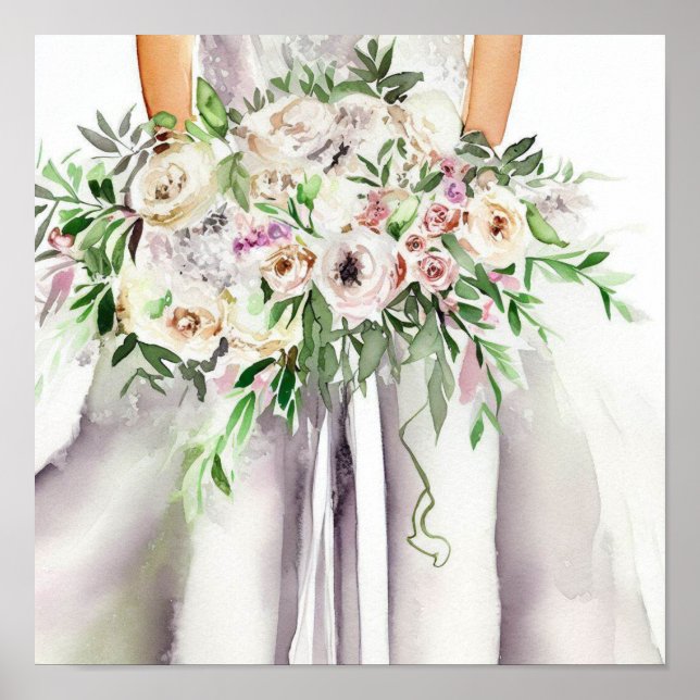 Vintage Glam, Bridal Cascading Bouquet 2, Poster (Front)