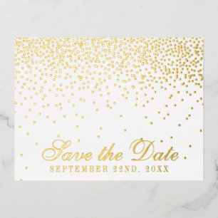 Vintage Glam Confetti Wedding Save The Date Real Foil Invitation Postcard