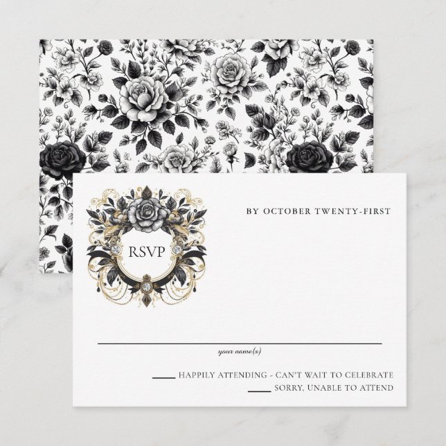 Vintage Glam Floral RSVP Card (Front/Back)