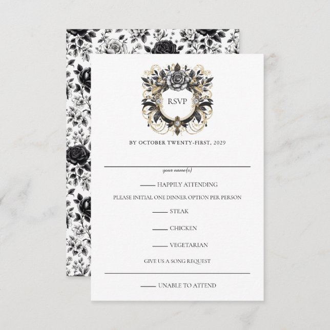 Vintage Glam Floral RSVP Card (Front/Back)