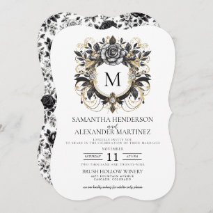 Vintage Glam Floral Wedding Invitation