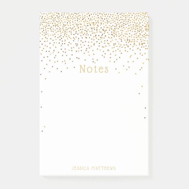 Vintage Glam Gold Confetti Post-it Notes (Front)