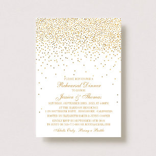 Vintage Glam Gold Confetti Rehearsal Dinner Invitation