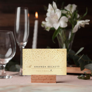 Vintage Glam Gold Confetti Wedding Escort Cards