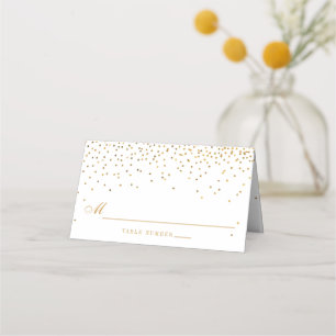 Vintage Glam Gold Confetti White Wedding Place Card