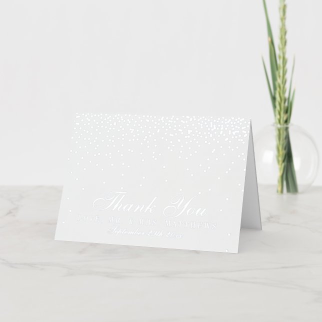Vintage Glam Silver Confetti Wedding Foil Greeting Card (Front)