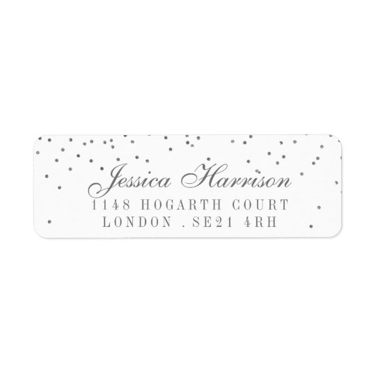 Vintage Glam Silver Confetti Wedding Labels