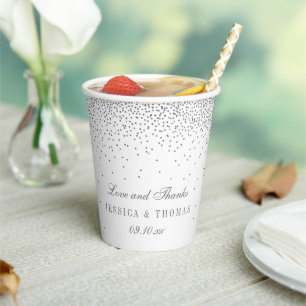 Vintage Glam Silver Confetti Wedding Paper Cups