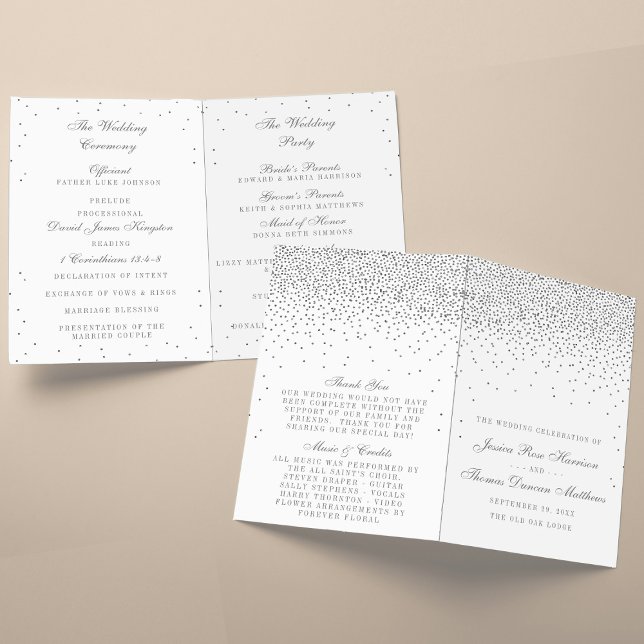 Vintage Glam Silver Confetti Wedding Programs (Creator Uploaded)