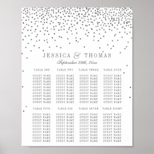 Vintage Glam Silver Confetti Wedding Seating Chart