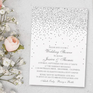 Vintage Glam Silver Confetti Wedding Shower Invitation