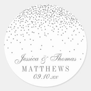 Vintage Glam Silver Confetti Wedding Stickers