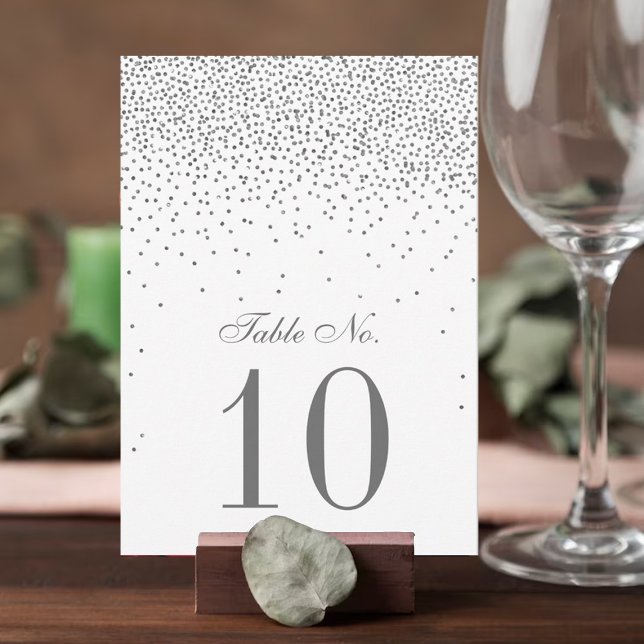 Vintage Glam Silver Confetti Wedding Table Number (Creator Uploaded)