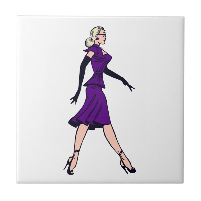 Vintage Glamour Girl, Retro Blonde Secretary Ceramic Tile (Front)