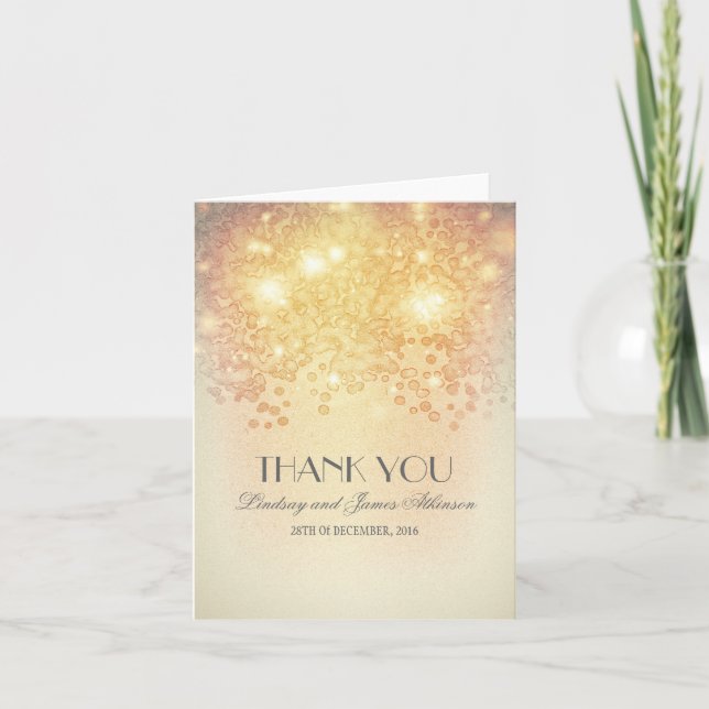 vintage glamour gold lights thank you card (Front)