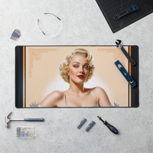 Vintage Glamour Hollywood Blonde Beauty Desk Mat (Workstation)