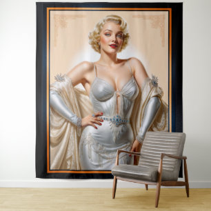 Vintage Glamour Hollywood Blonde Beauty Tapestry