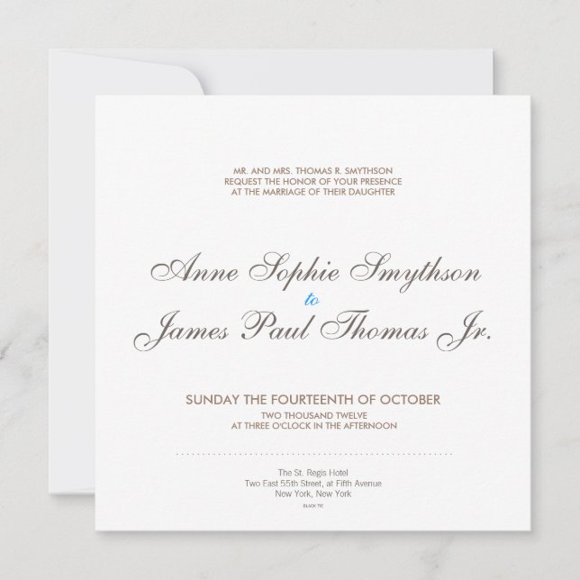 Vintage Glamour Modern Wedding Invitation (Front)