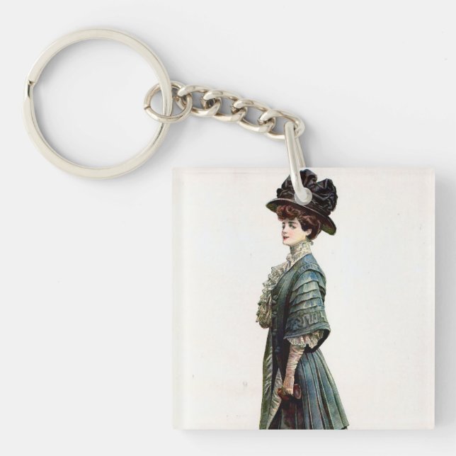 Vintage Glamourous Lady Fashion Illustration   Key Ring (Front)