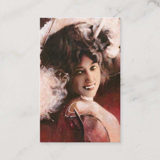 Vintage Glamourous Vampire  Lady ACEO Business Business Card (Front)
