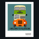 Vintage Glasgow Double Decker bus Pop Art Poster<br><div class="desc">Vintage Glasgow Double Decker bus Poster</div>
