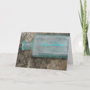 Vintage Glass Bottle on Fossil Rock Birthday Card