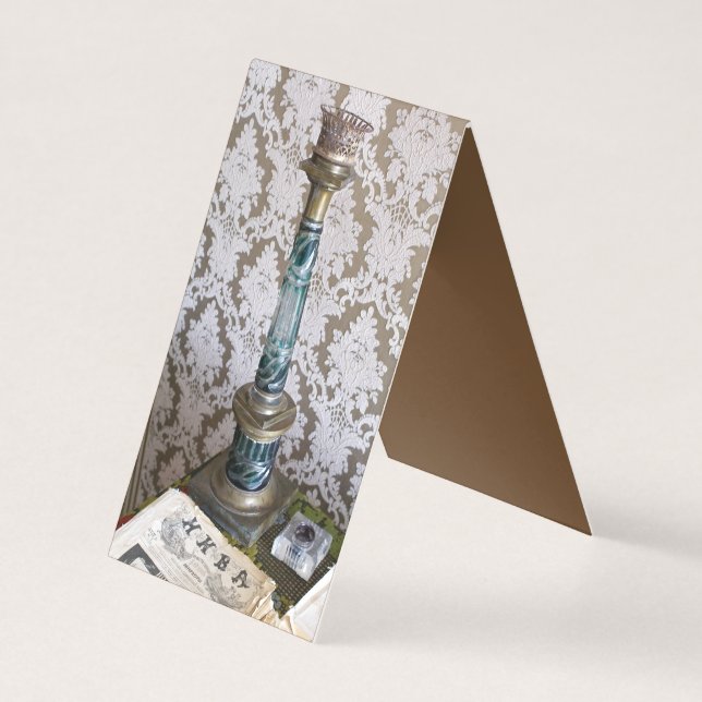 Vintage glass candleholder business card (Front)
