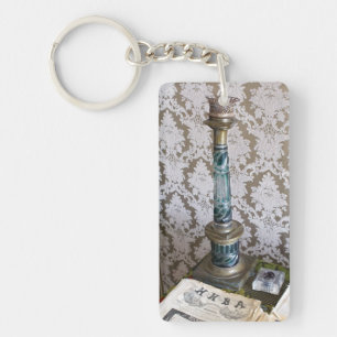 Vintage glass candleholder key ring