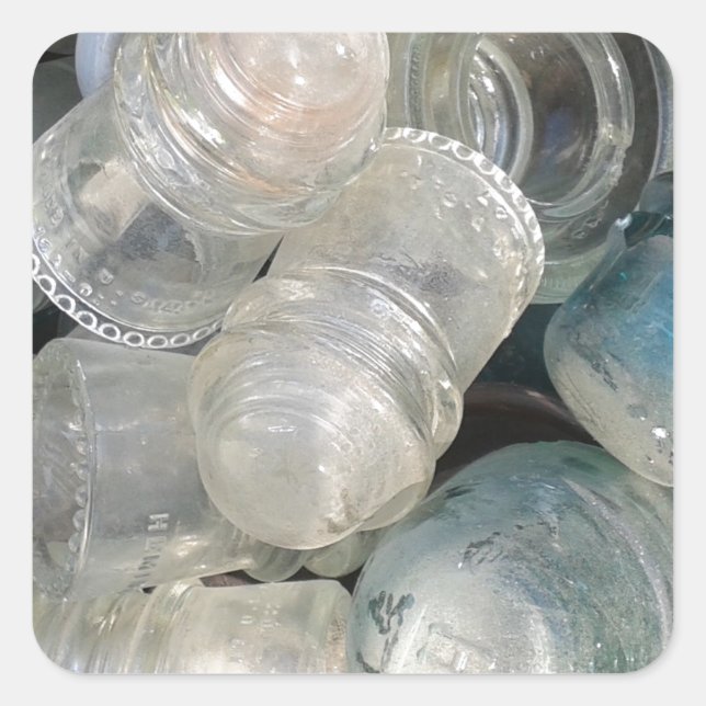 Vintage Glass Insulators Square Sticker (Front)