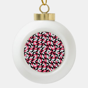 Vintage Glitch: Geometric Abstract Pattern Ceramic Ball Christmas Ornament