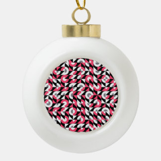 Vintage Glitch: Geometric Abstract Pattern Ceramic Ball Christmas Ornament