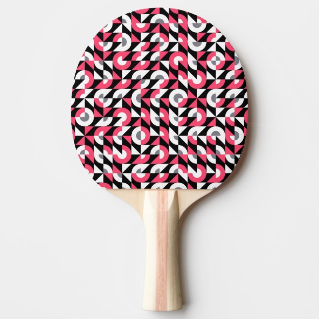 Vintage Glitch: Geometric Abstract Pattern Ping Pong Paddle (Front)