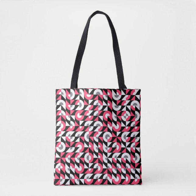 Vintage Glitch: Geometric Abstract Pattern Tote Bag (Front)