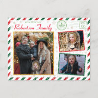 Vintage Glitter Family Photos Airmail Christmas