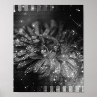 Vintage Glitter Flower Film Strip Background Poster