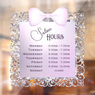 Vintage Glitter Frame Lilac Bow Opening Hours
